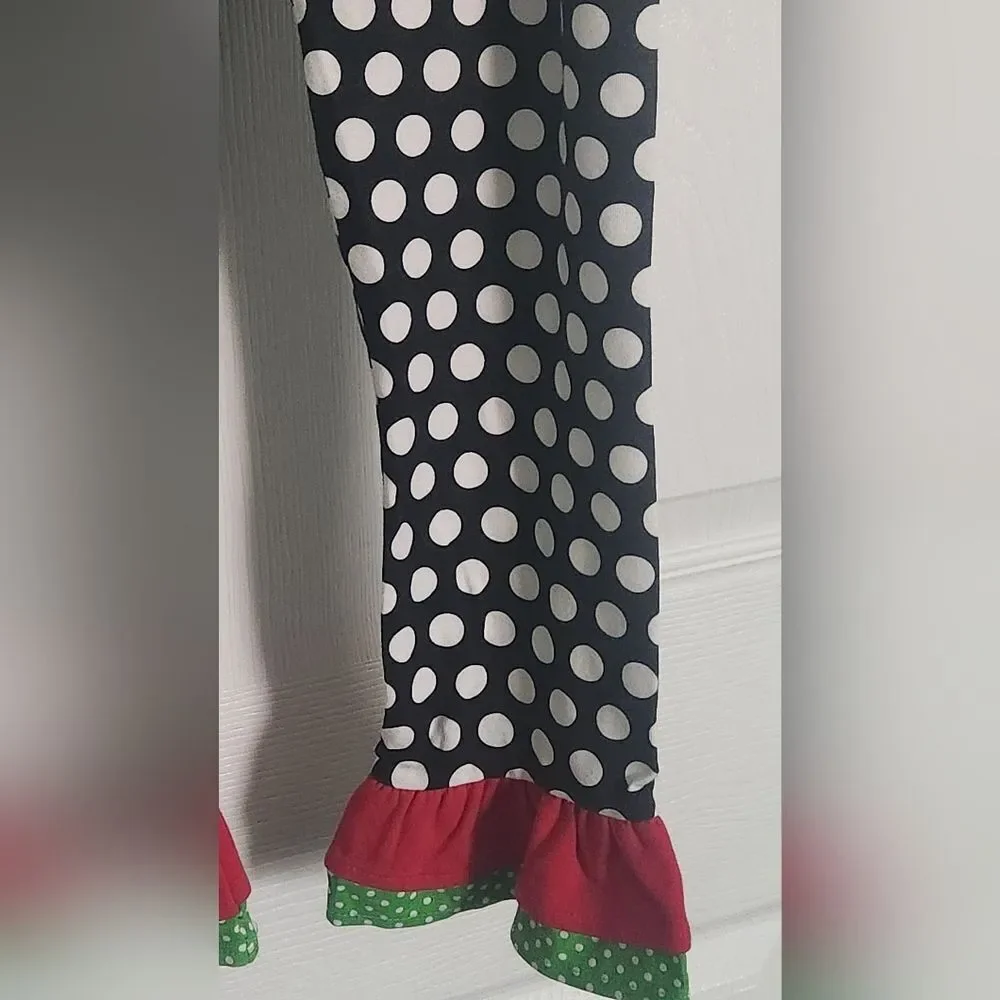 Rare Editions Set&Bonnie Jean T-shirt Girl 6X&6 Red Reindeer Polka Dots Leggins